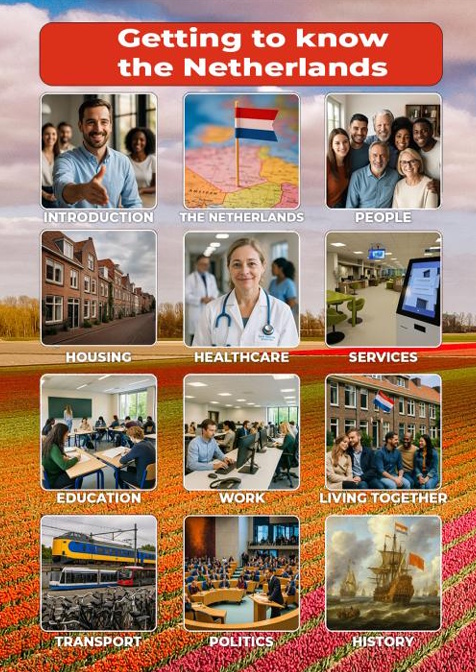 Kennis van Nederland: mensen, wonen, zorg, voorzieningen, onderwijs, werk, samenleven, vervoer, politiek en geschiedenis